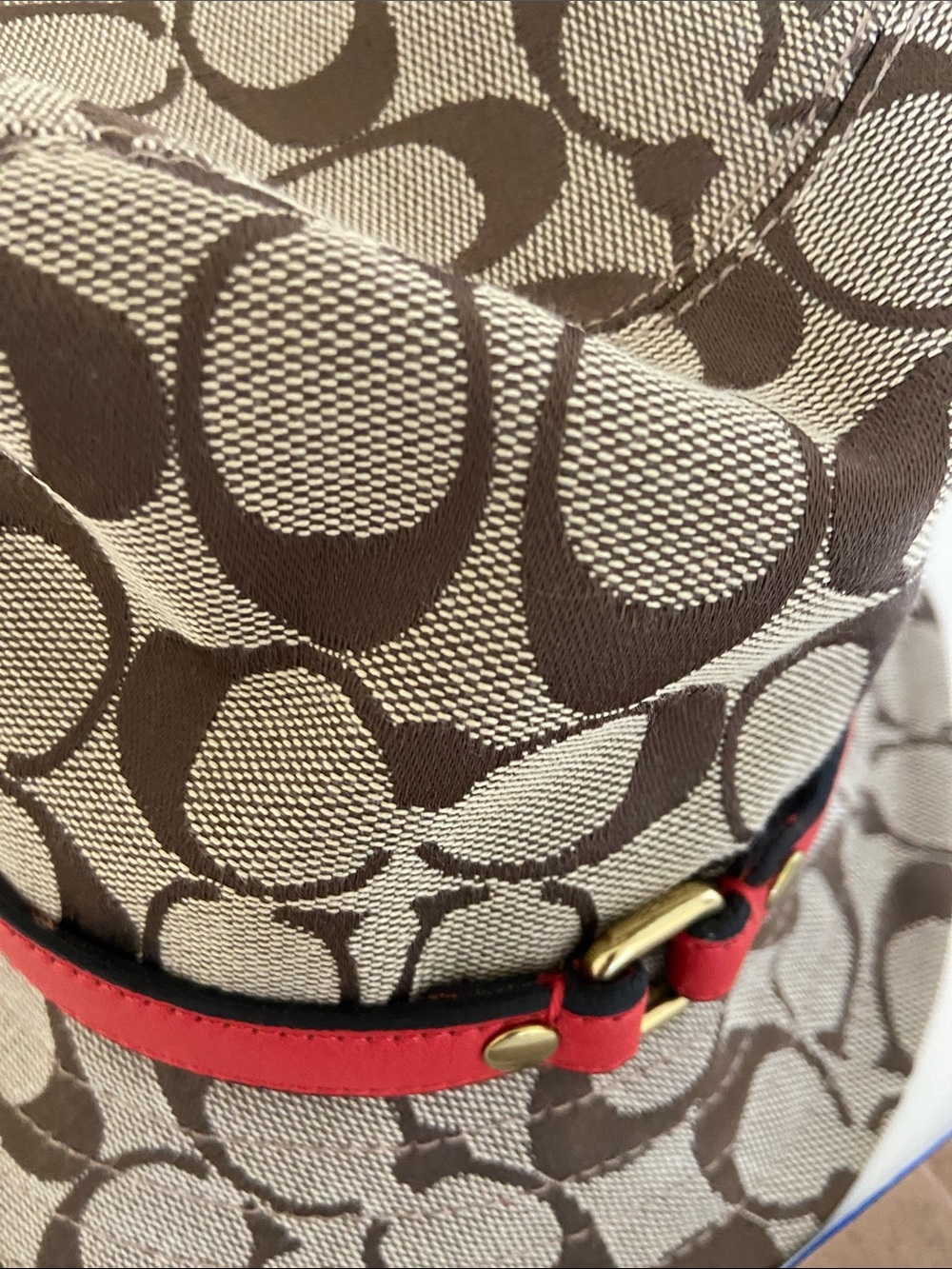 Signature Brown and Tan Coach Jaquard Bucket Hat A1 - Picture 6 of 6